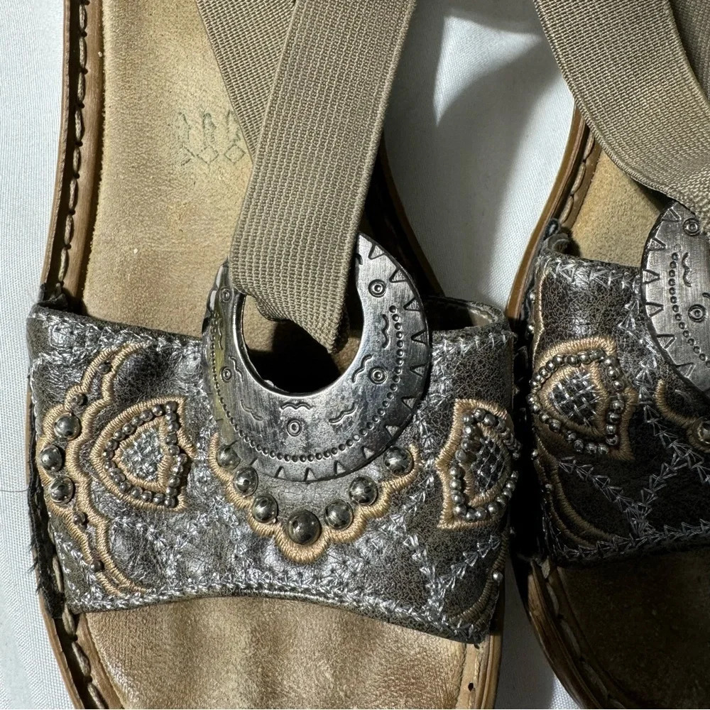 Rieker Metallic Silver Sandals Ankle Trap size 5 1/2 - Picture 2 of 13
